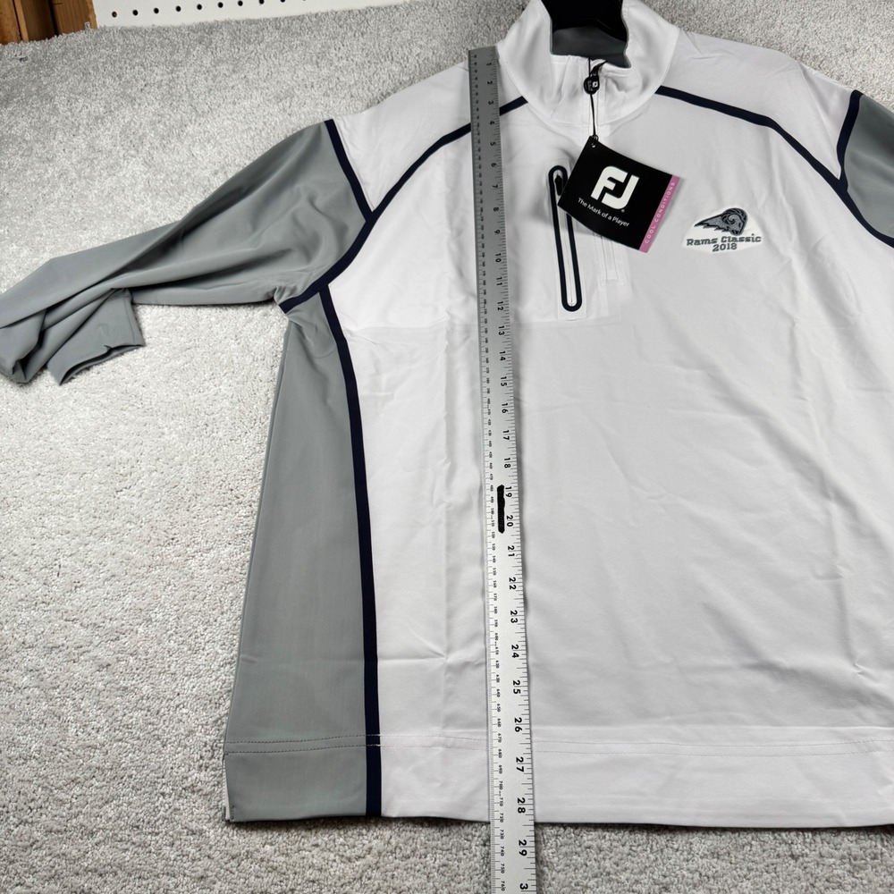 FootJoy Windtech Pullover Mens L White Gray Navy Rams Classic 2018 Golf New - Picture 13 of 16